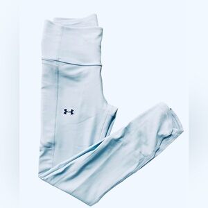 Under Armour HeatGear Women’s Compression Crop Leggings XS Icy Blue Ruched Hem